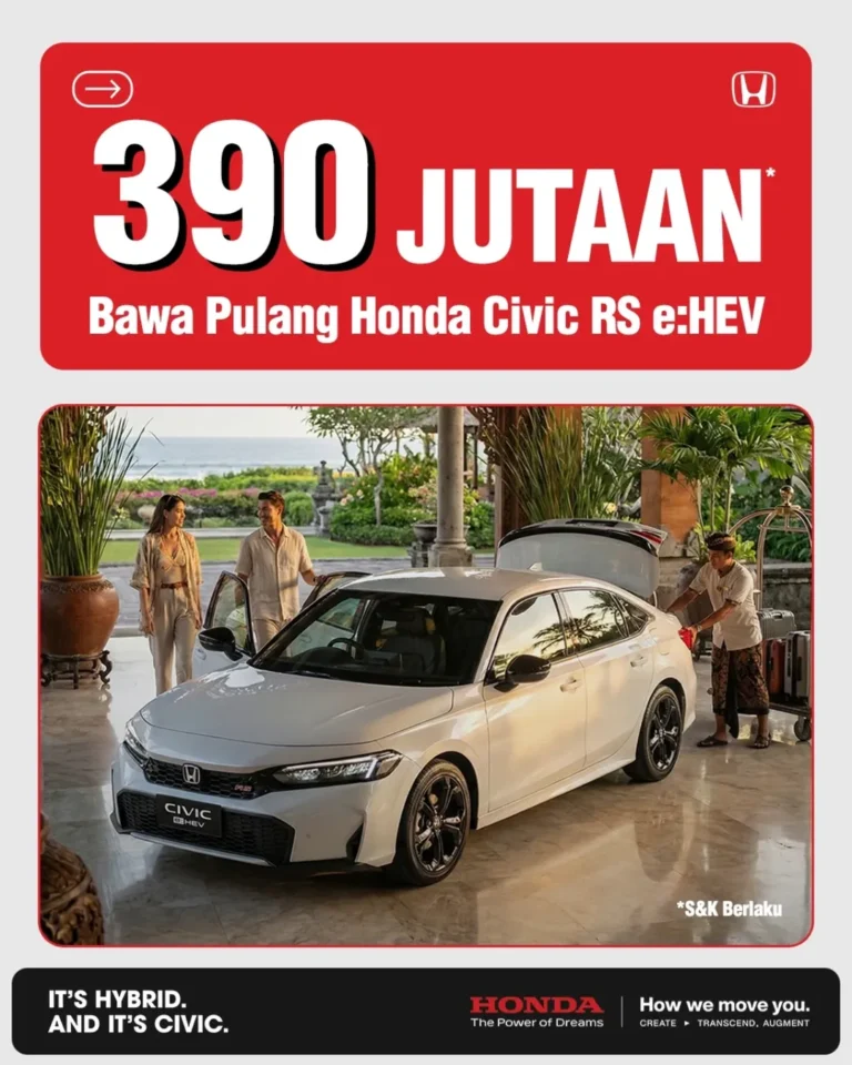 Hanya 390 jutaan, Saatnya naik kelas dengan Honda Civic RS e-HEV!- Performa sporty khas Civic-